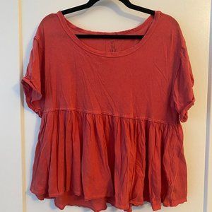 We The Free Odyssey Red Short Sleeve Peplum T-Shirt